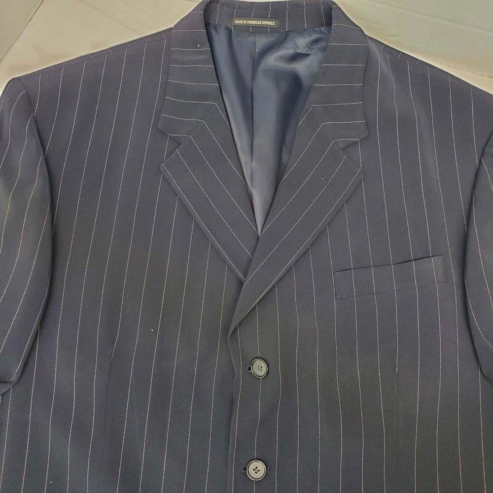Vicci Uomo Tulio Navy Pinstripe 4-Btn Blazer  46XL Italian Design Dark Academia